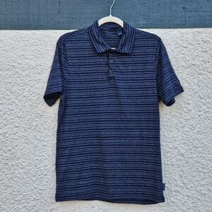 Perry Ellis blue striped short sleeve polo shirt medium